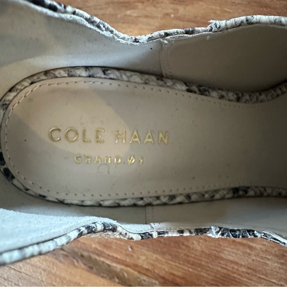 Cole Haan Snake Print Leather Peep Toe Block Heel Booties Size 6.5B Statement - Picture 4 of 13